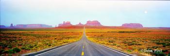 Road to Monument Valley with Moonset